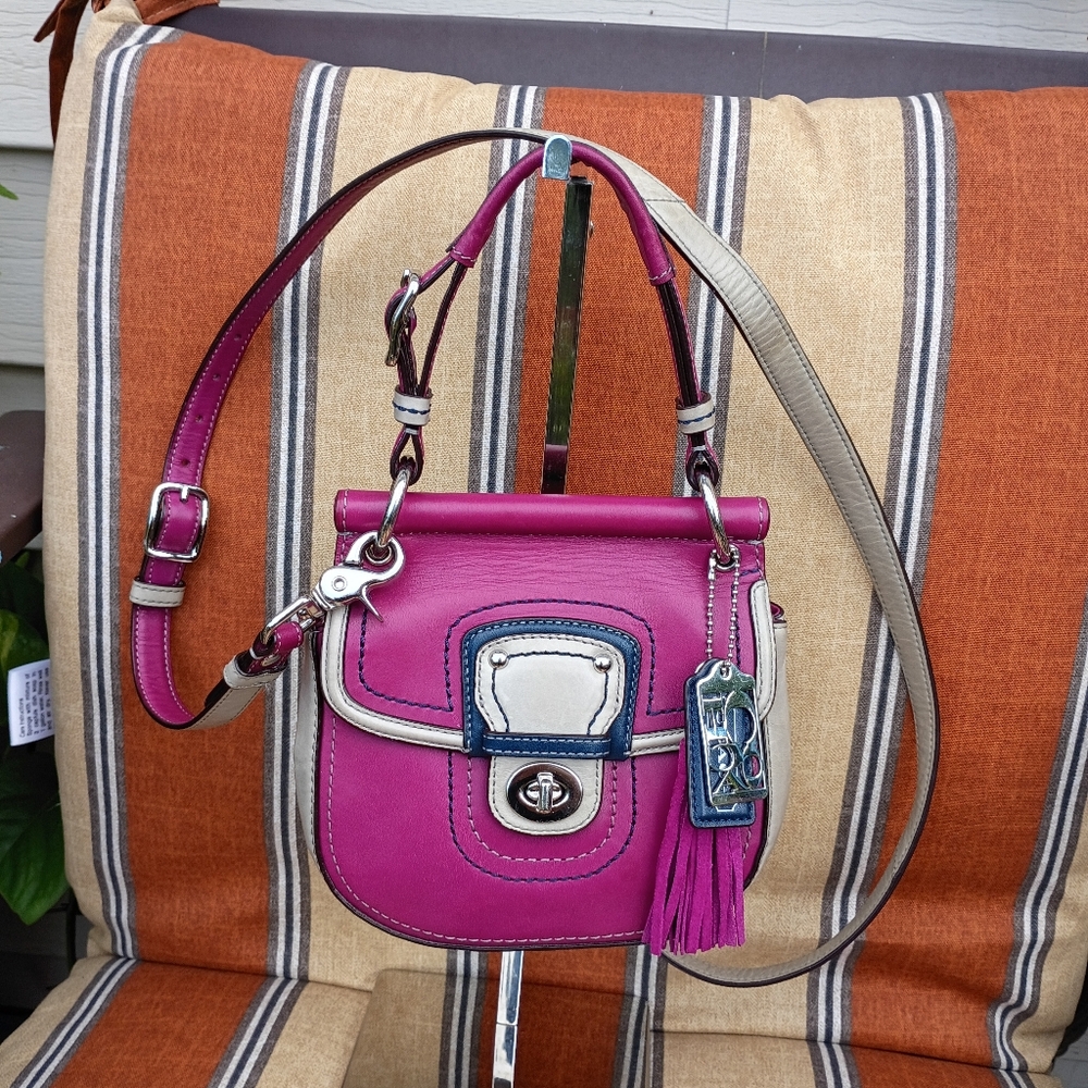 Coach Legacy Mini Willis Berry Colorblock Leather Crossbody Bag